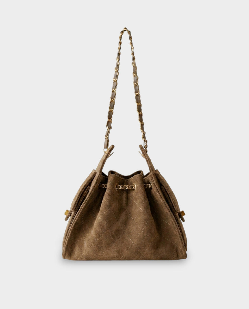LUMI Sheepskin Suede Drawstring Shoulder Bag