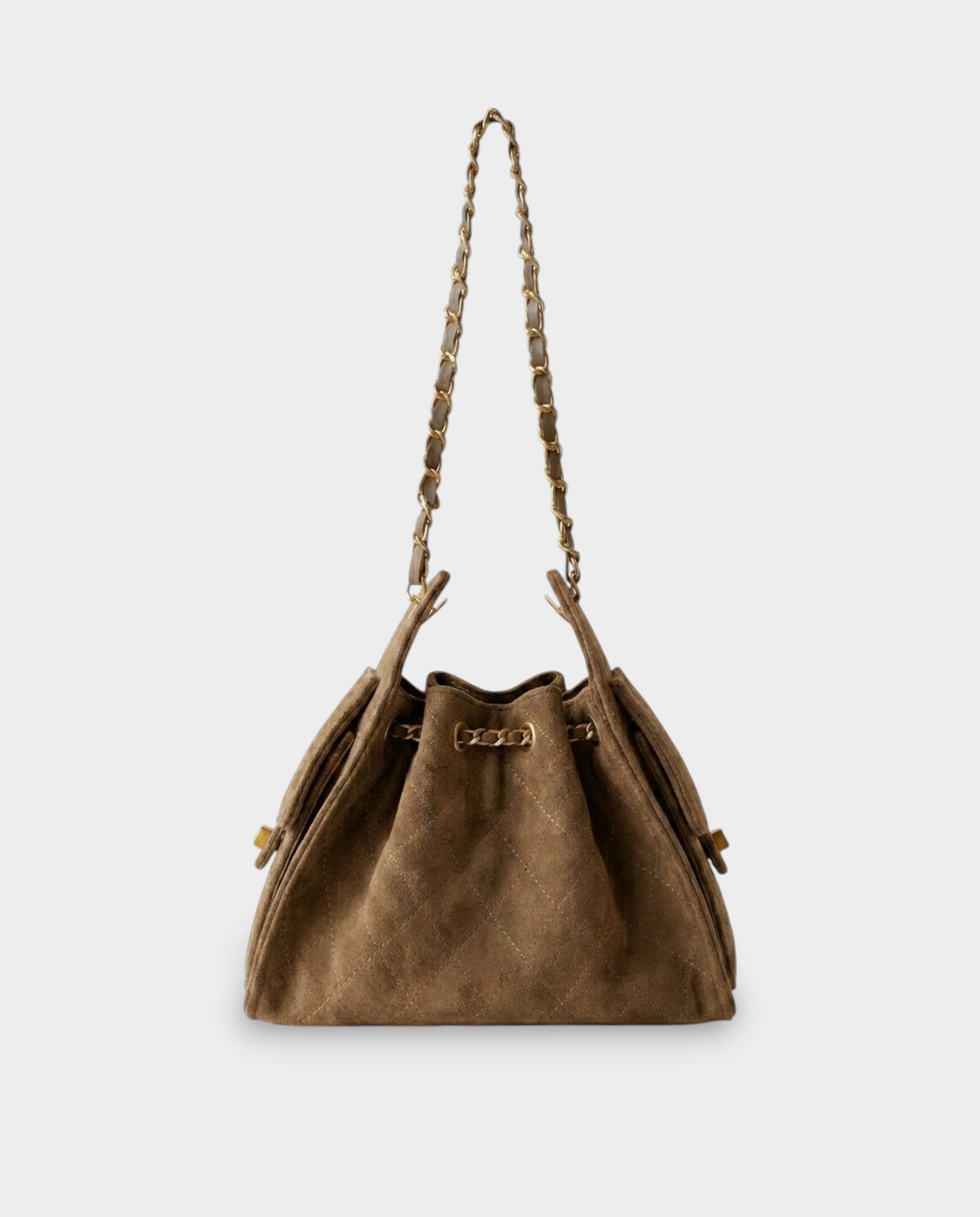 LUMI Sheepskin Suede Drawstring Shoulder Bag