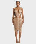 CALPER Tassel Draped Halter Midi Dress