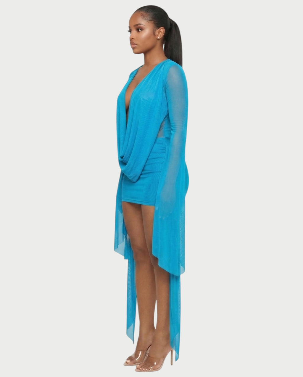 CAROL Cowl Neck Draped Mini Dress