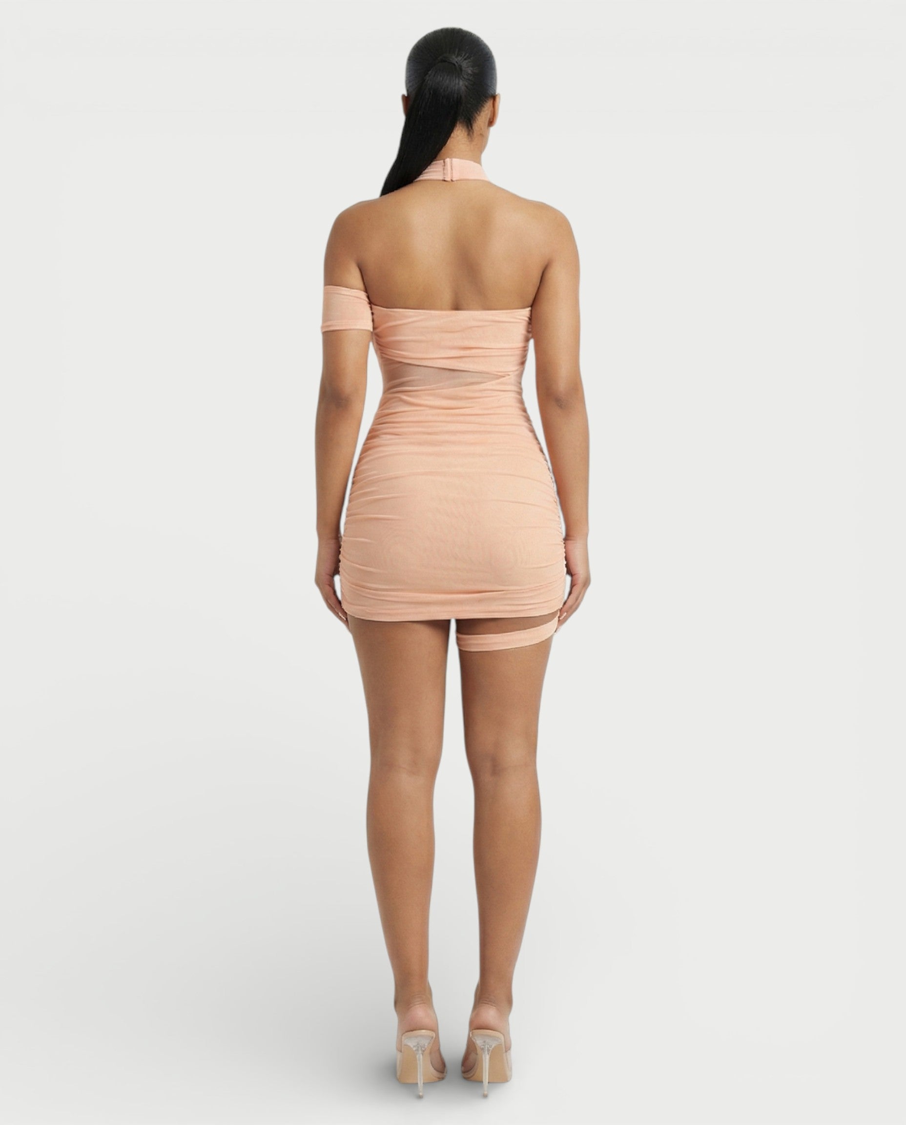 SONIA Draped Mesh Mini Dress