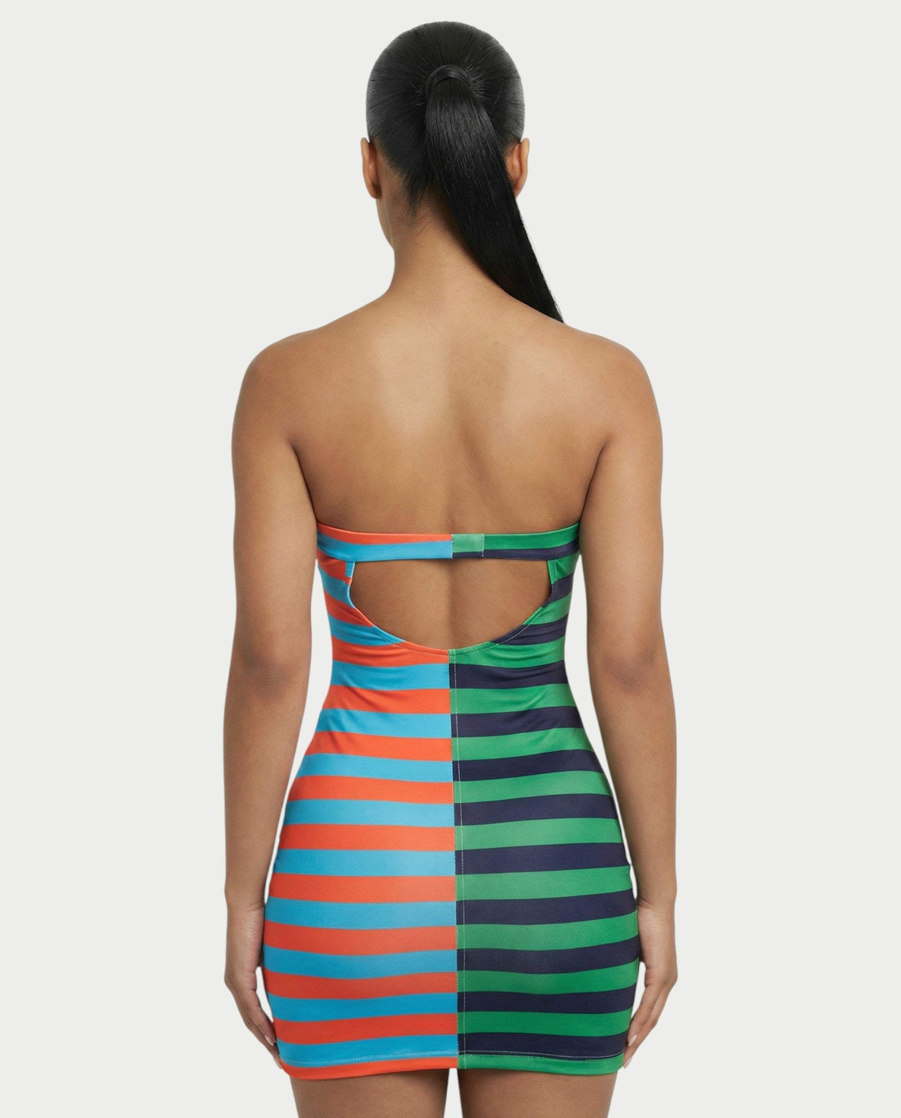 VIENNA Stripes Print Mini Dress