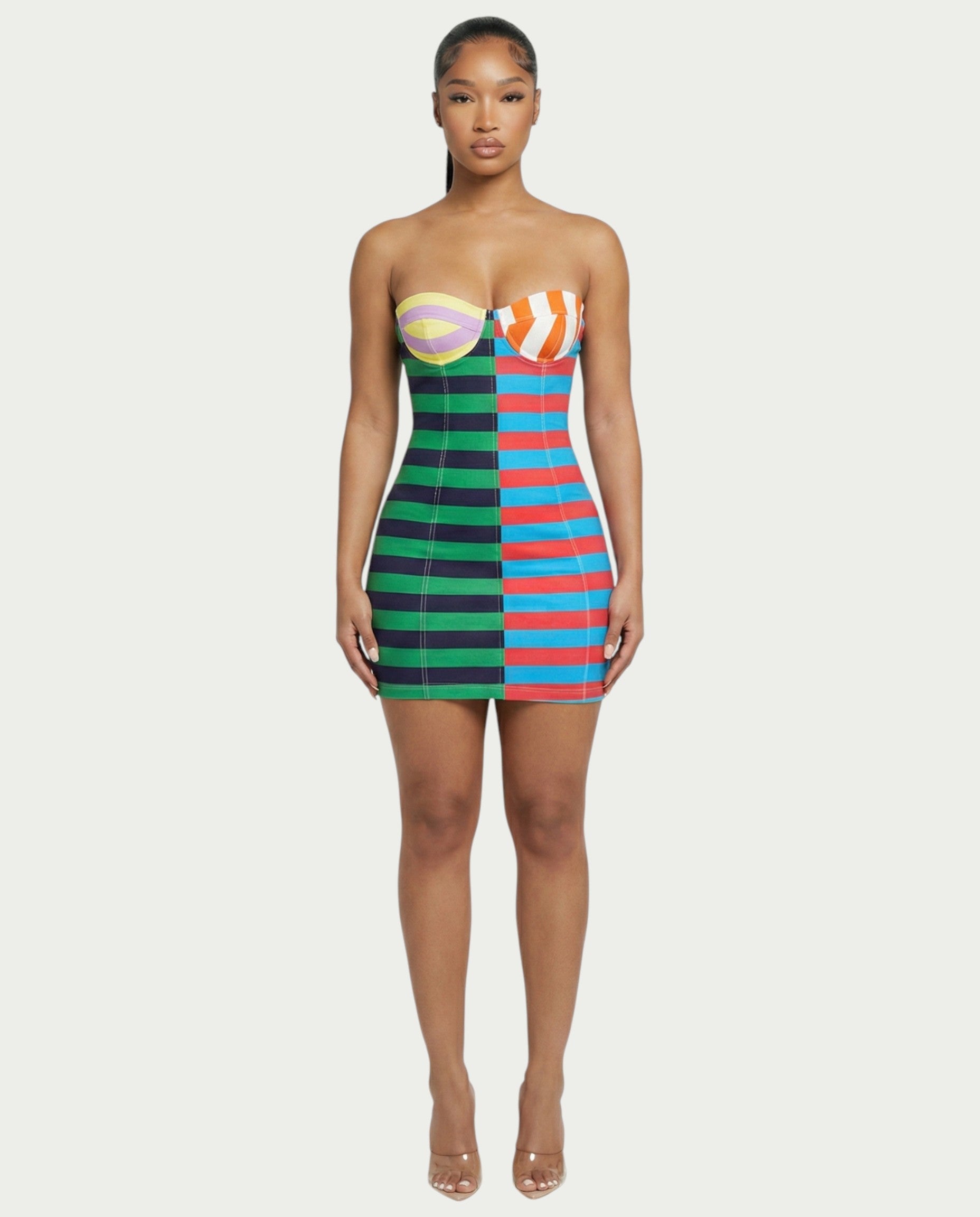 VIENNA Stripes Print Mini Dress