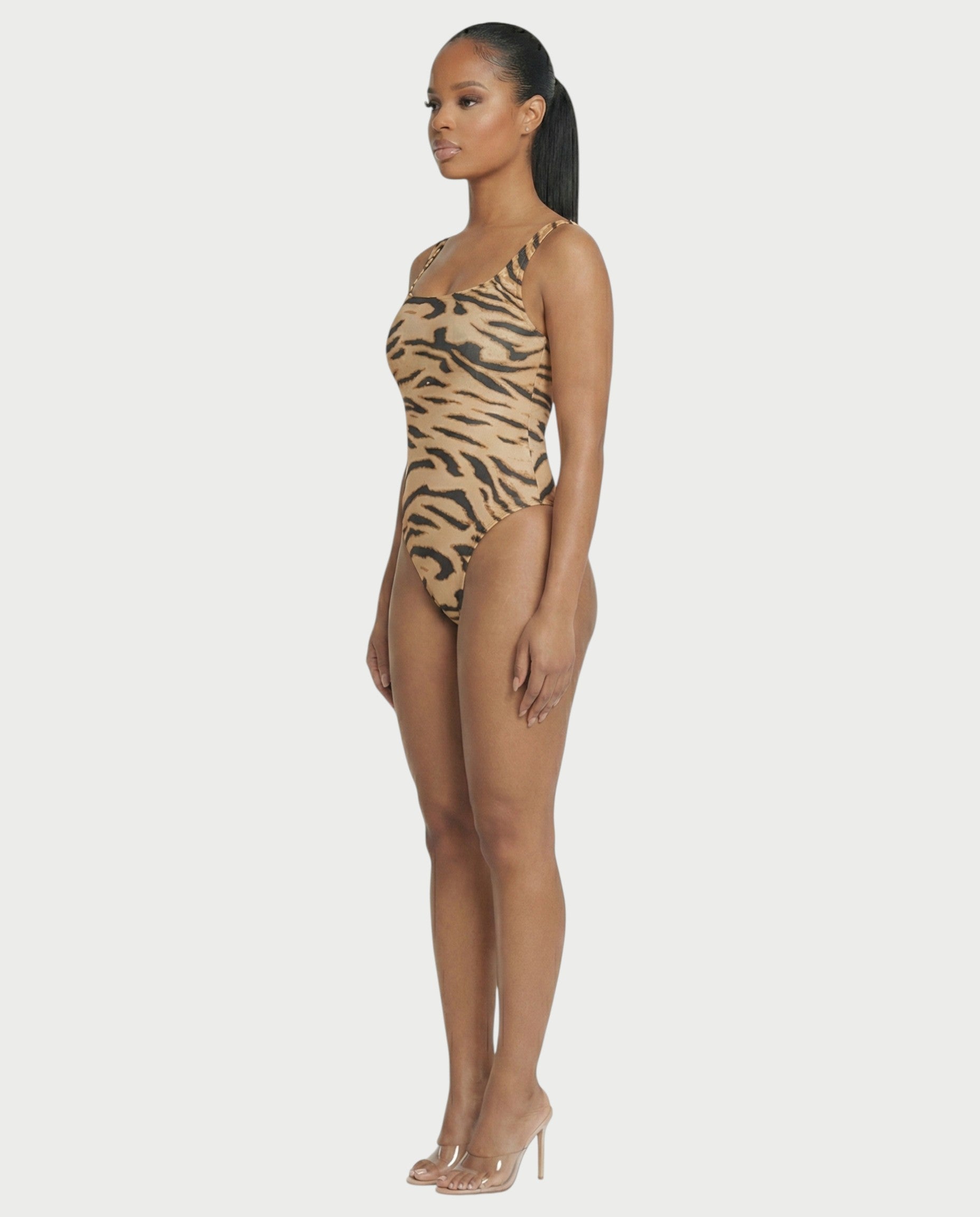 Patterned Scoop Neck Bodysuit