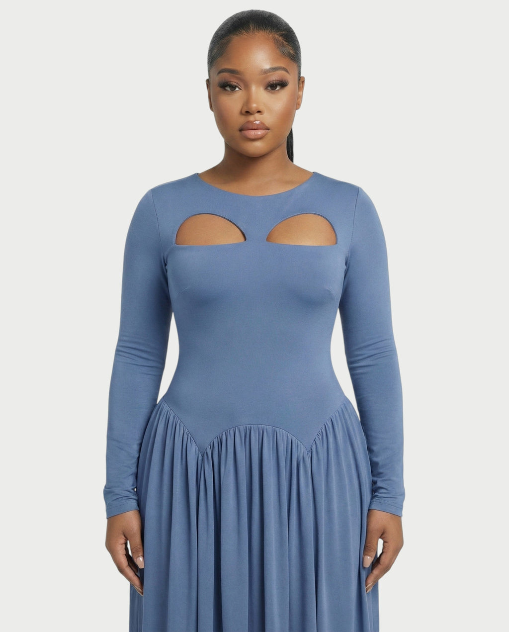 VIRELYA Cut-out Flowy Maxi Dress