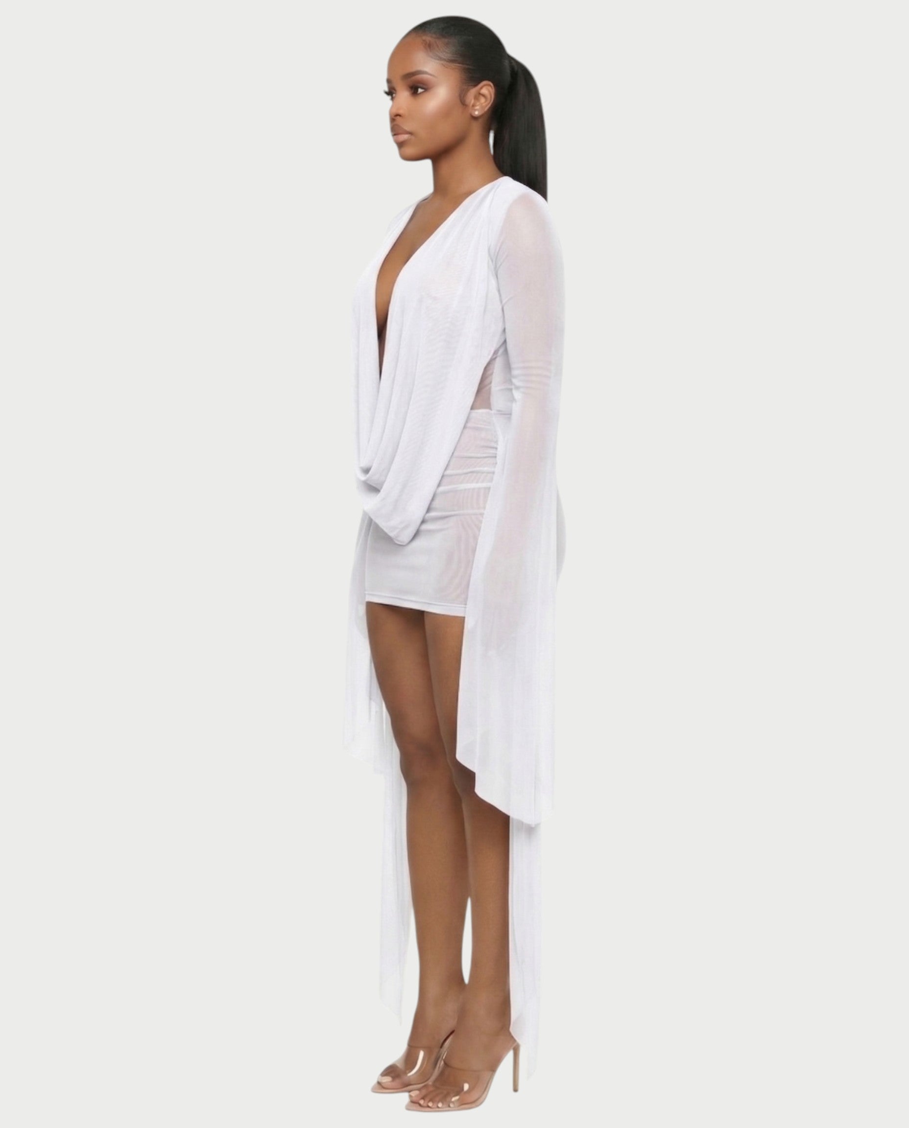 CAROL Cowl Neck Draped Mini Dress