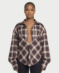 GENNA Oversized High Slit Hem Plaid Top