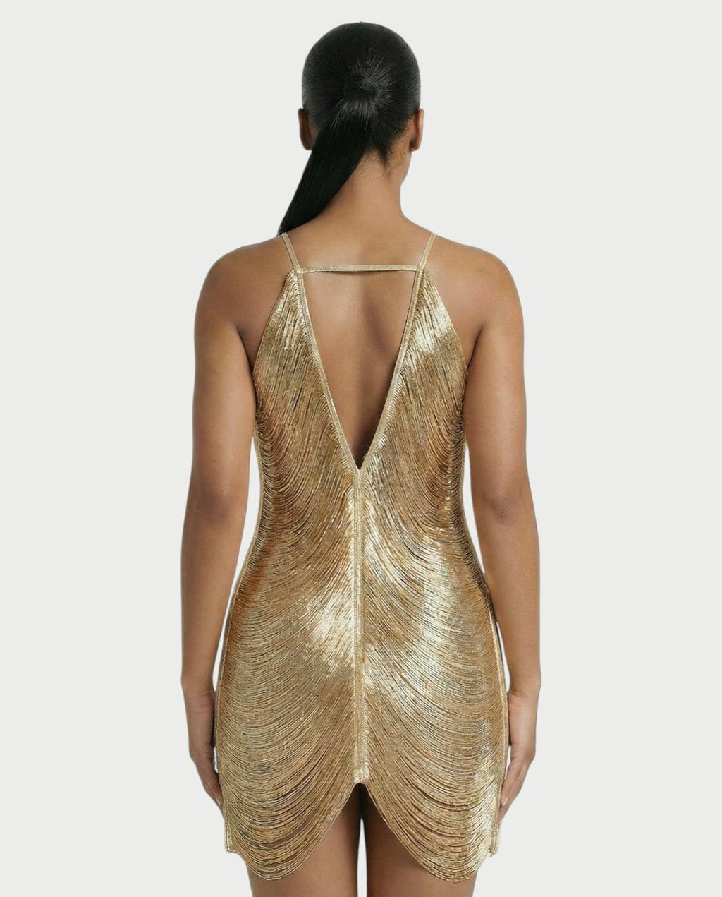 TRIZIA Halterneck Fringe Bodycon Mini Dress