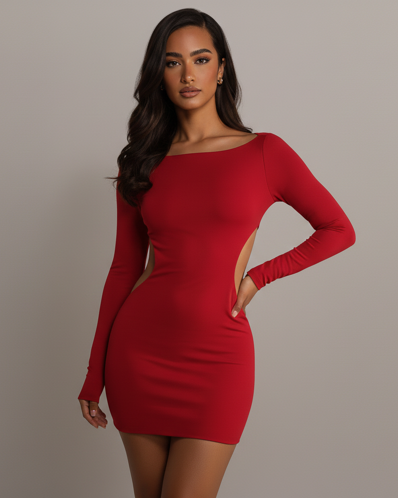 YELLA Open-Back Bow Mini Dress