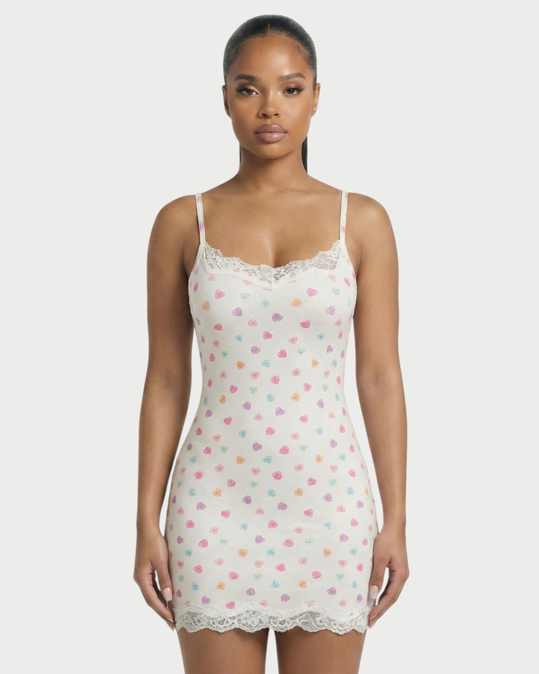 MEVAYA Lace-Trim Cami Bodycon Mini Dress