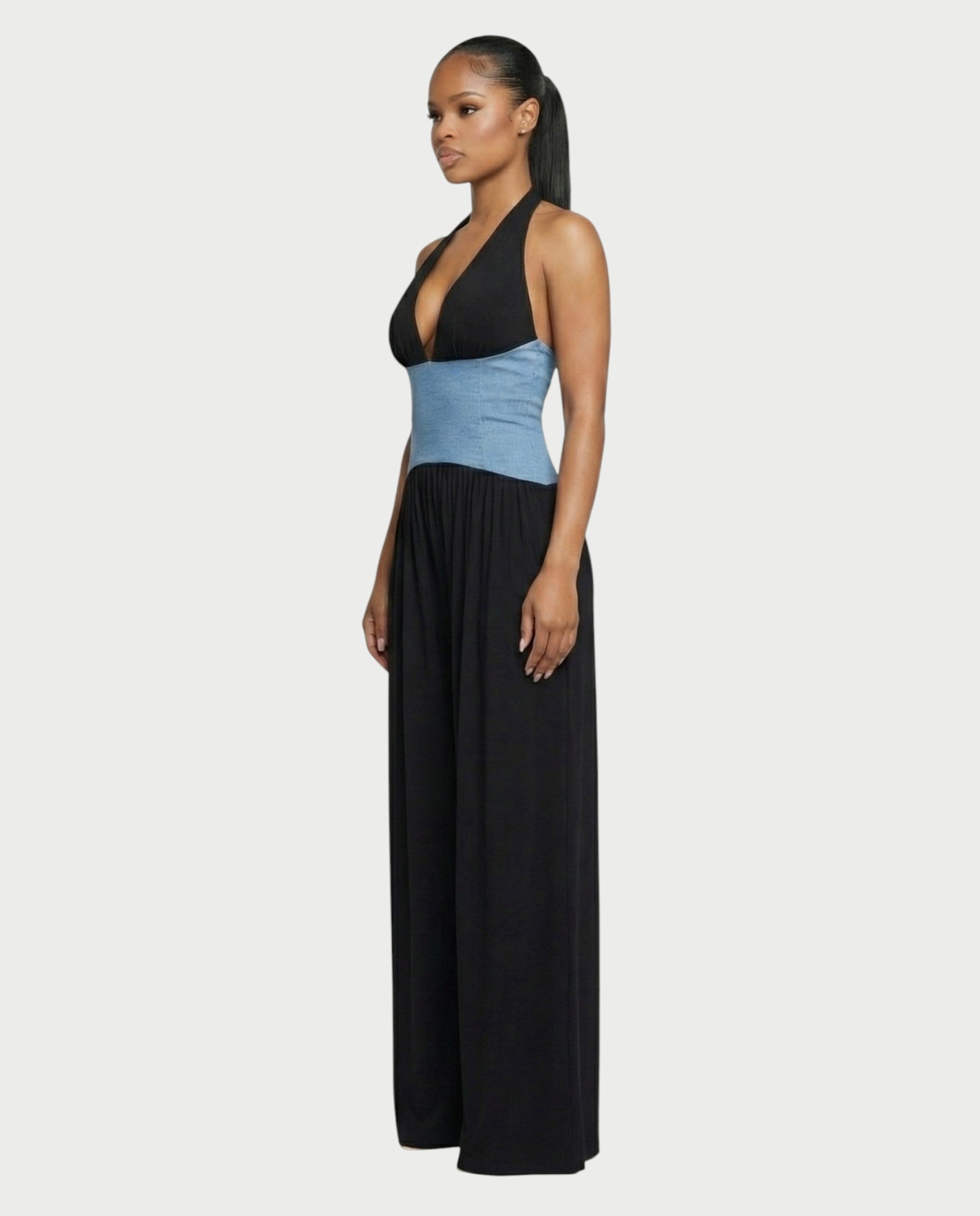 AMARIS Halter Neck Backless Wide Leg Jumpsuit