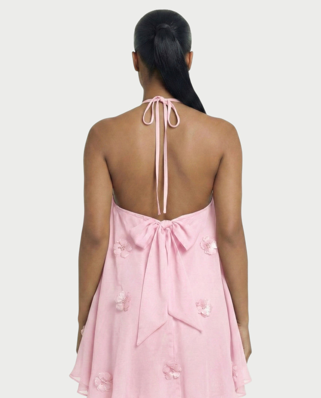 EMELIYA 3D Flower Halter Mini dress