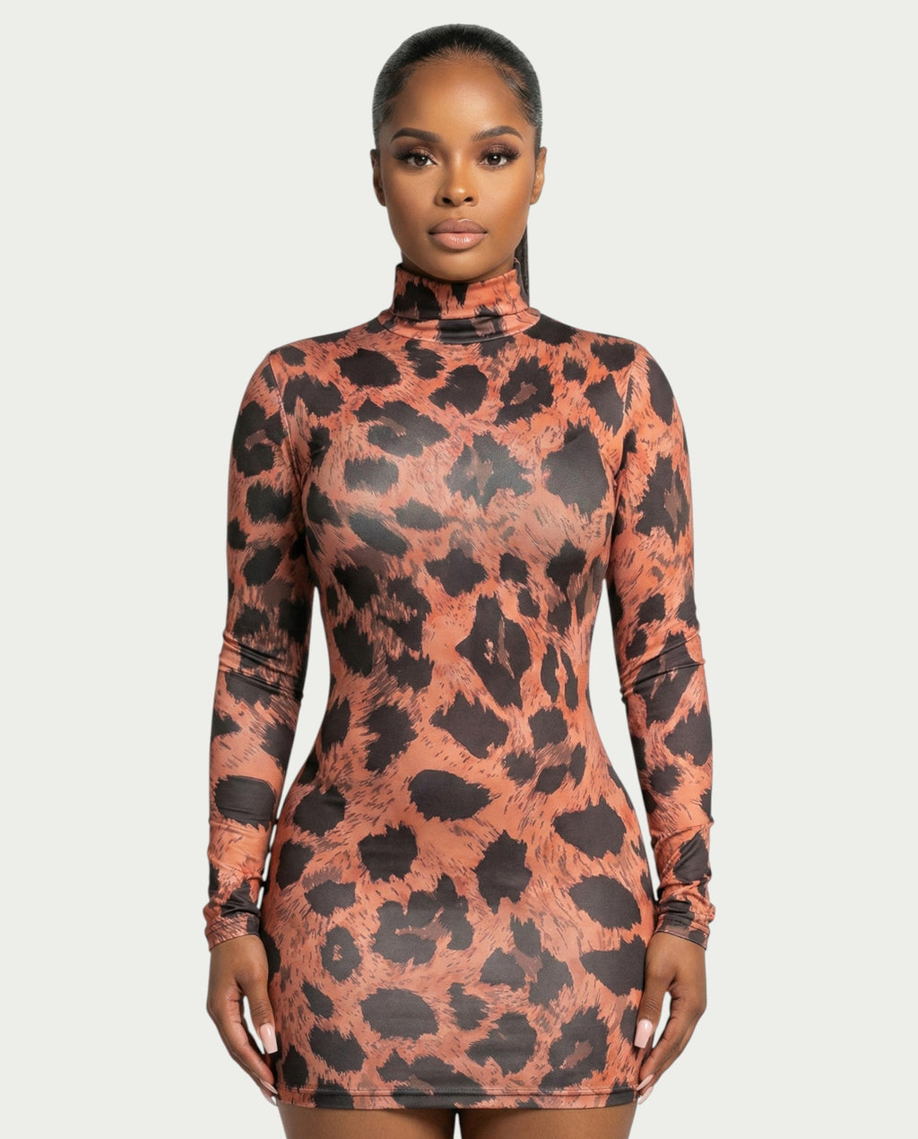 JAMILA Leopard Print Mini Bodycon Dress