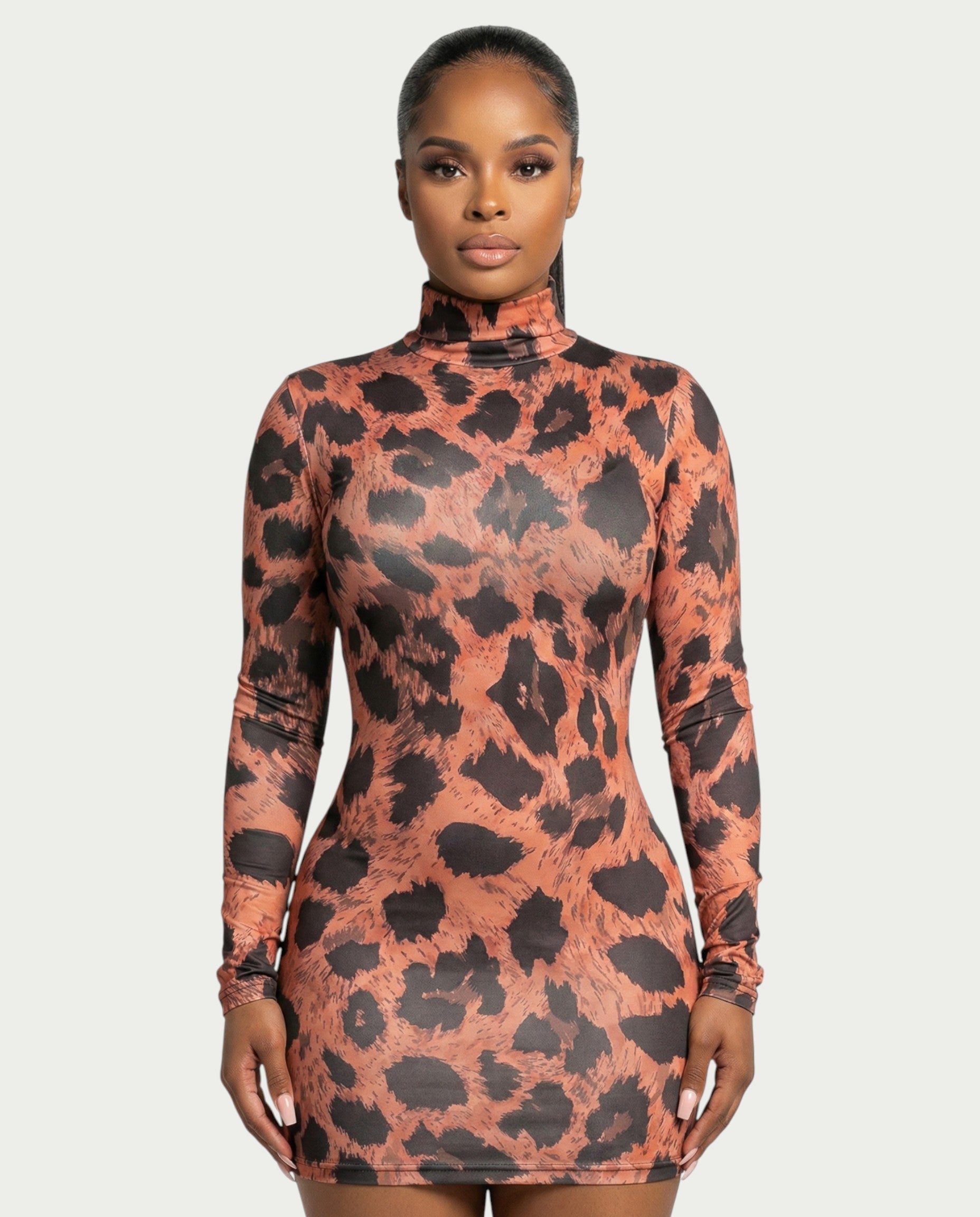 JAMILA Leopard Print Mini Bodycon Dress