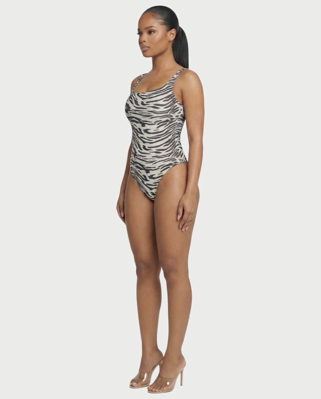 Patterned Scoop Neck Bodysuit