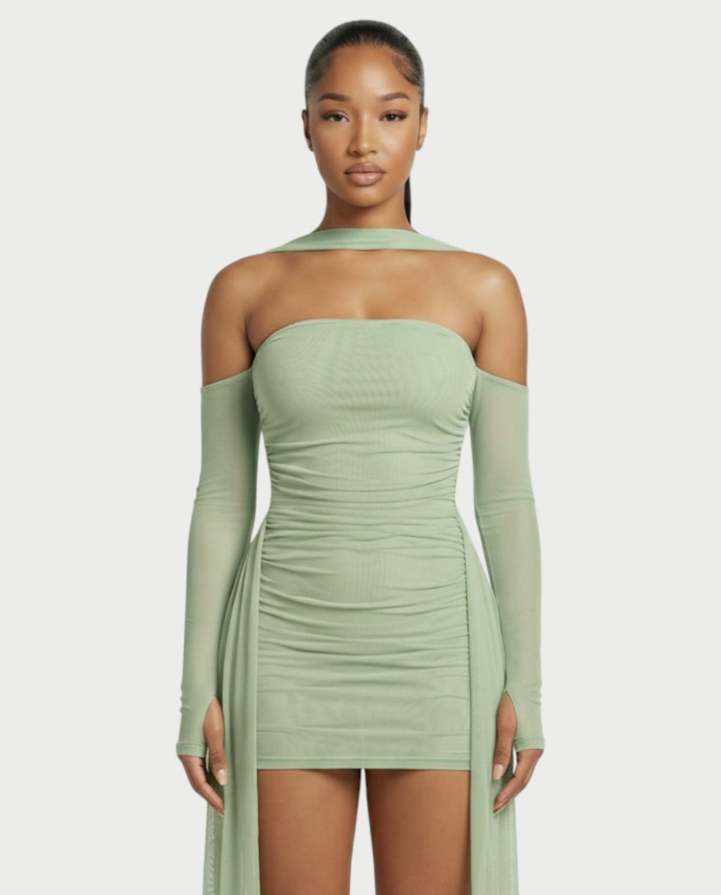 ANNE Strapless Mesh Mini Dress