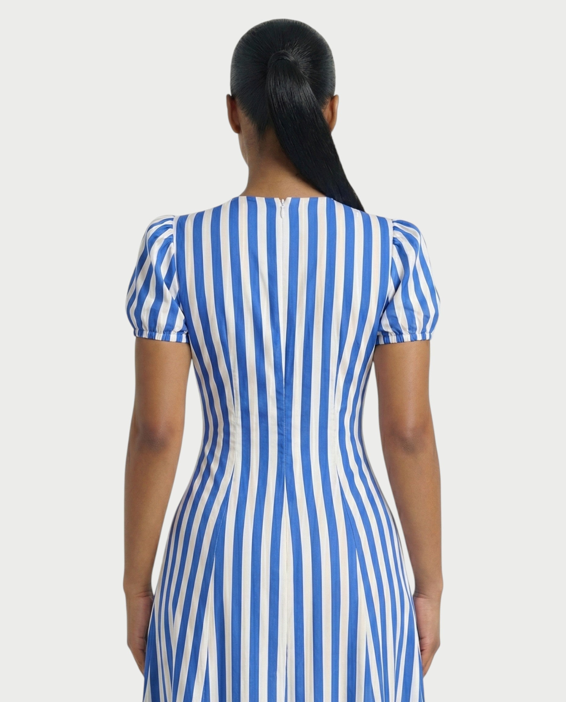SAHARA Striped Puff Sleeves Maxi Dress