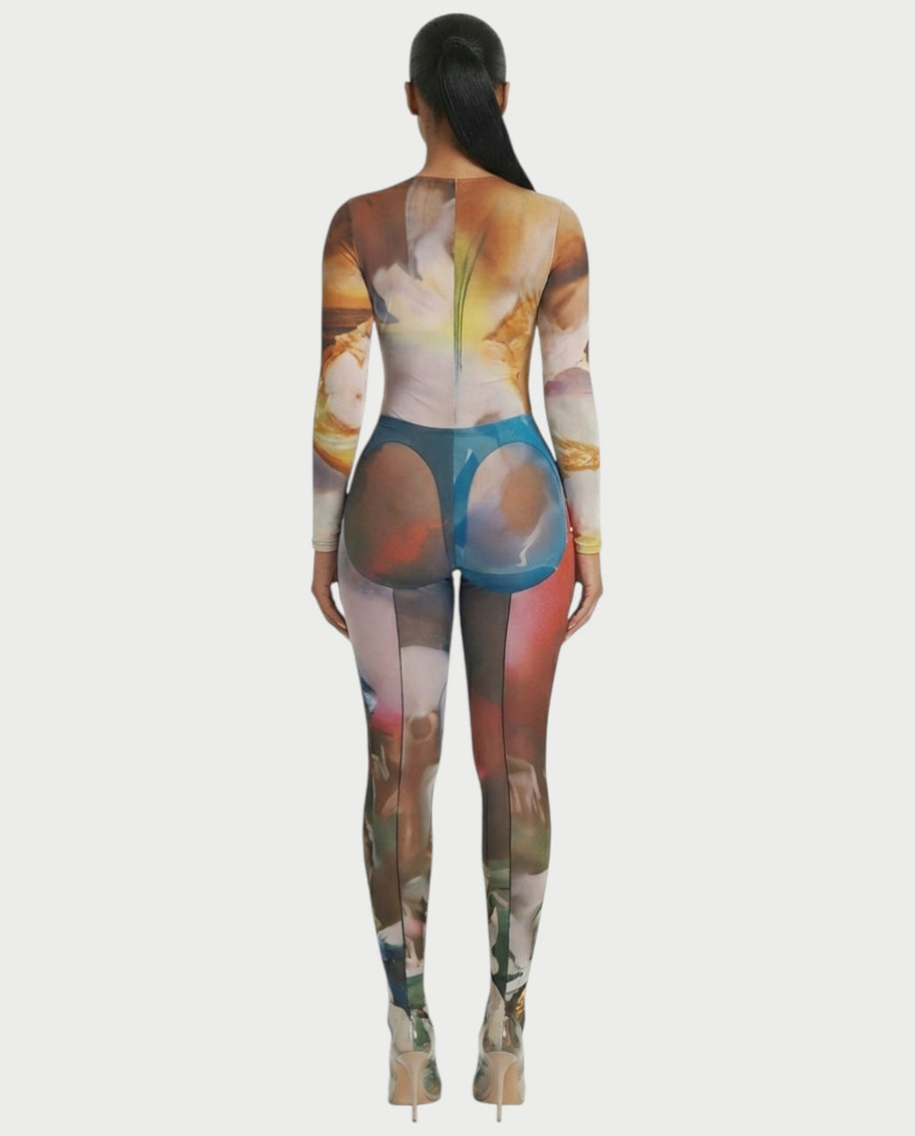 SHELBY Abstract Print Mesh Top & Tights Set