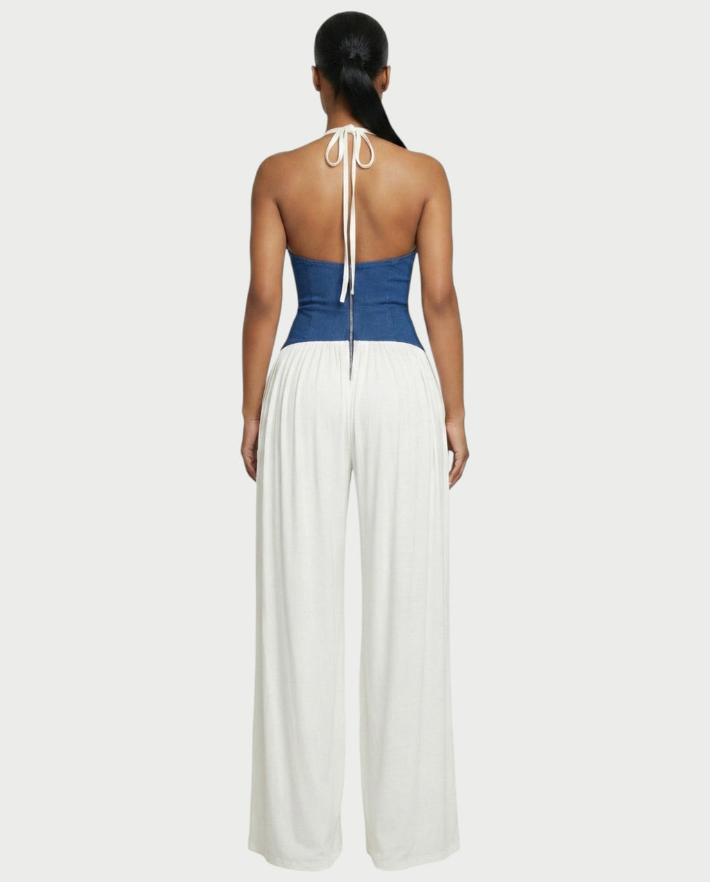 AMARIS Halter Neck Backless Wide Leg Jumpsuit
