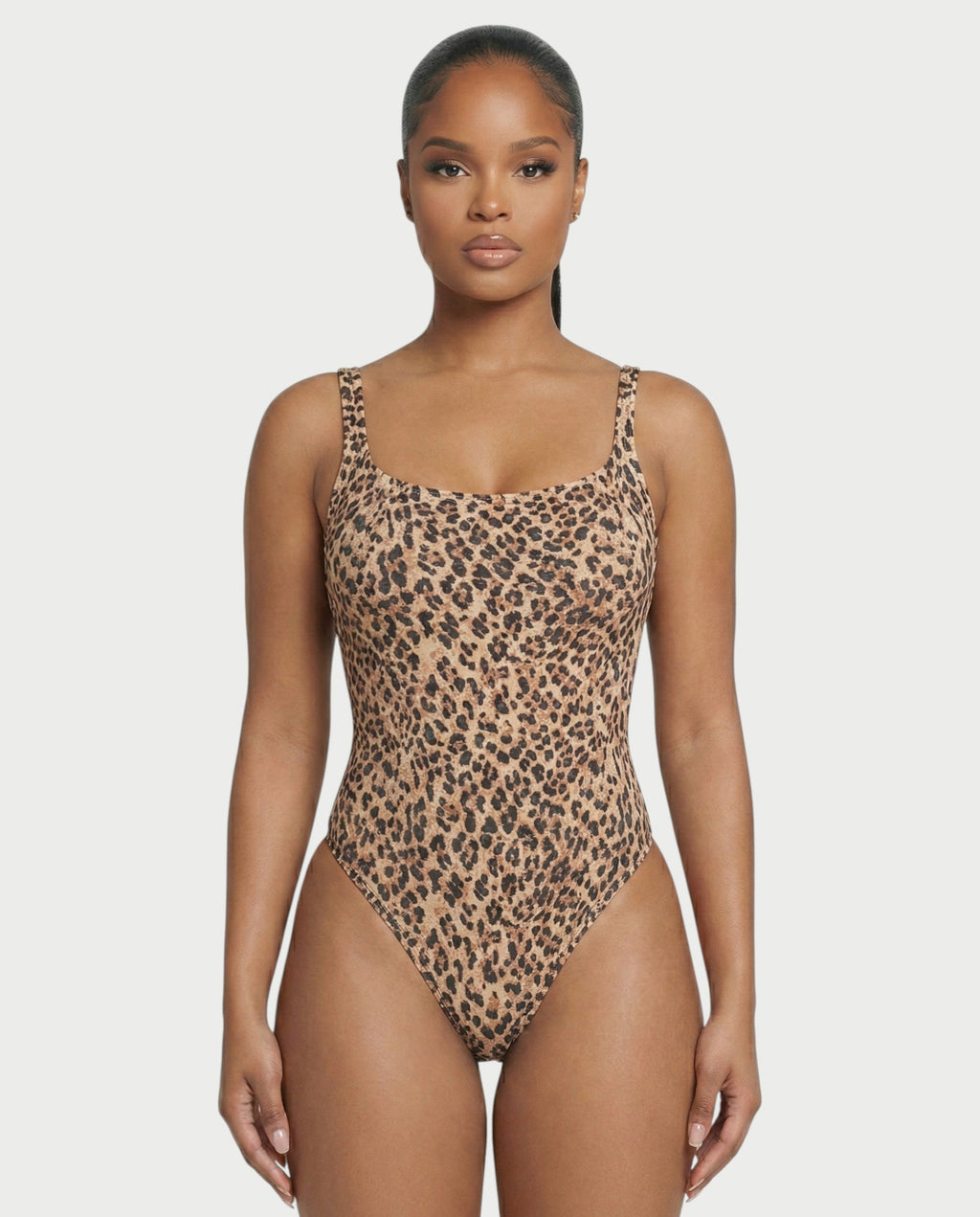Patterned Scoop Neck Bodysuit