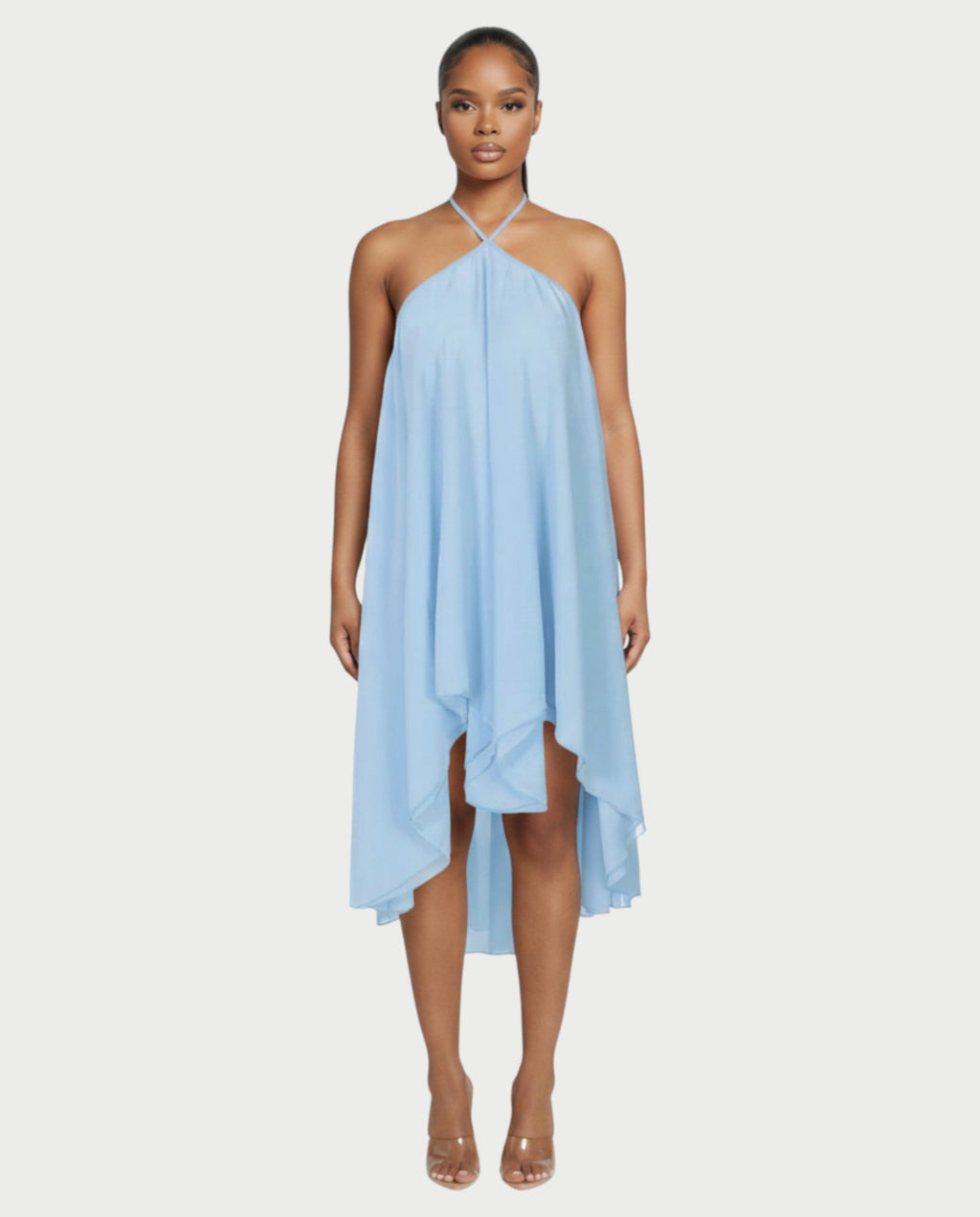 ZIANE Flowy Halter Mini Dress