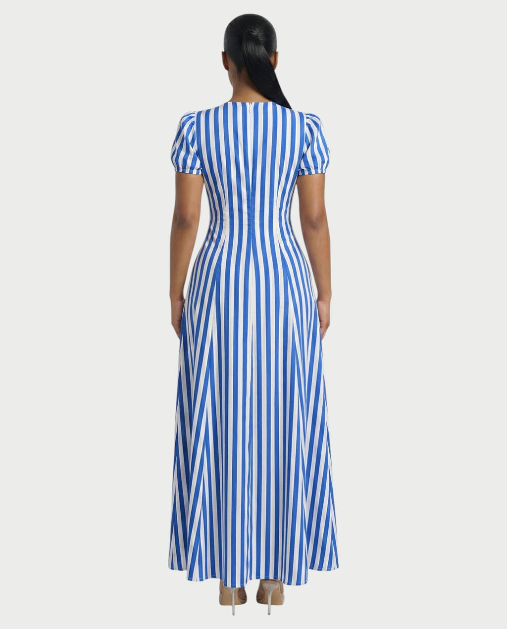 SAHARA Striped Puff Sleeves Maxi Dress