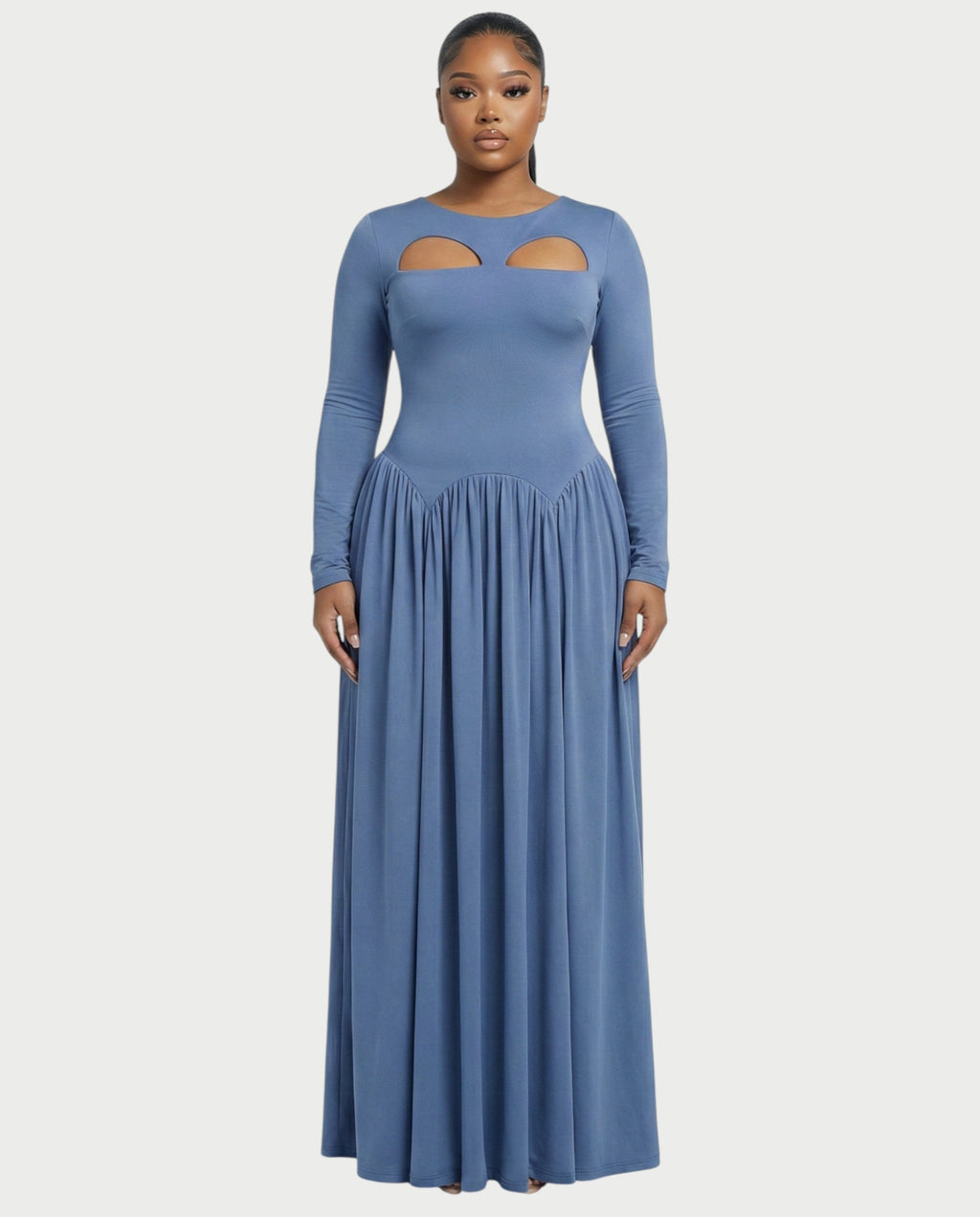 VIRELYA Cut-out Flowy Maxi Dress
