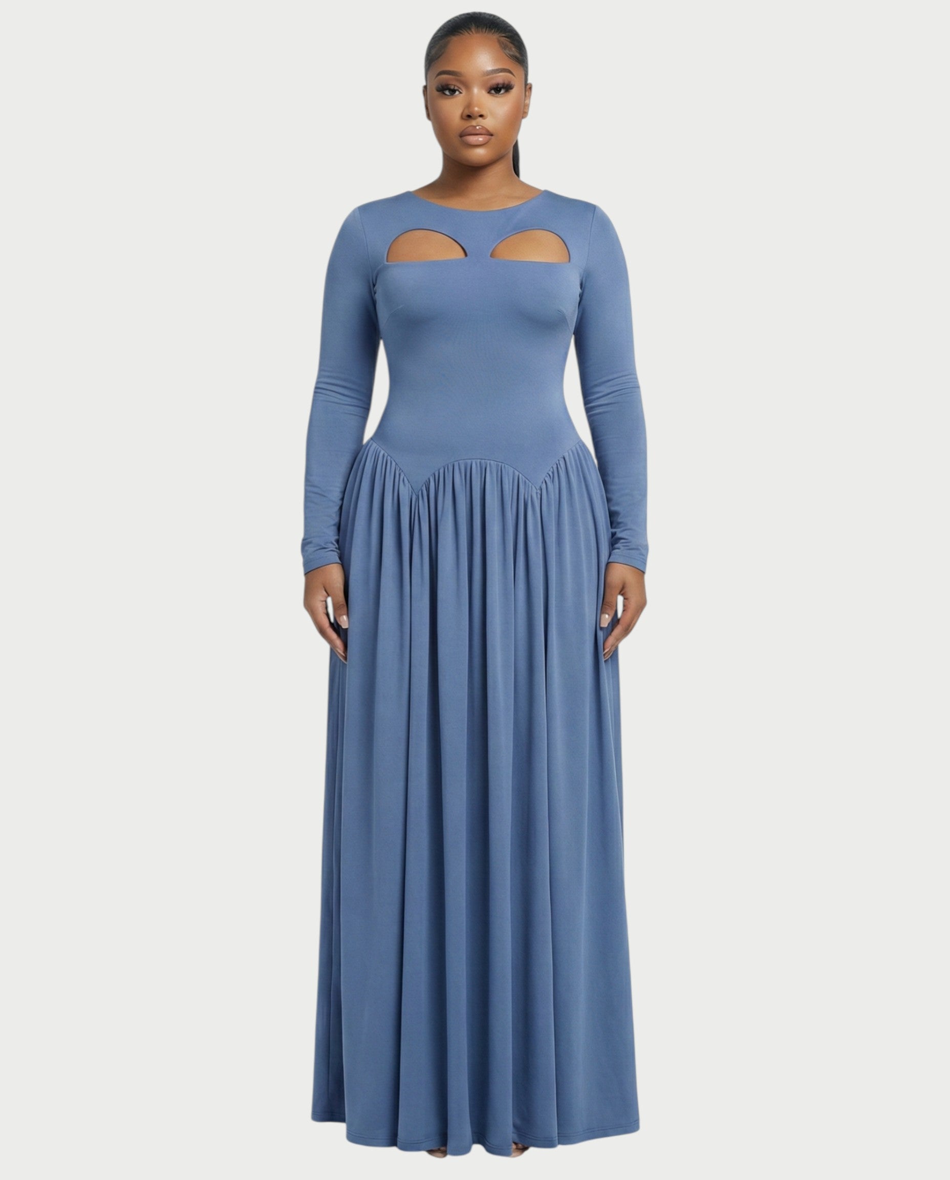 VIRELYA Cut-out Flowy Maxi Dress