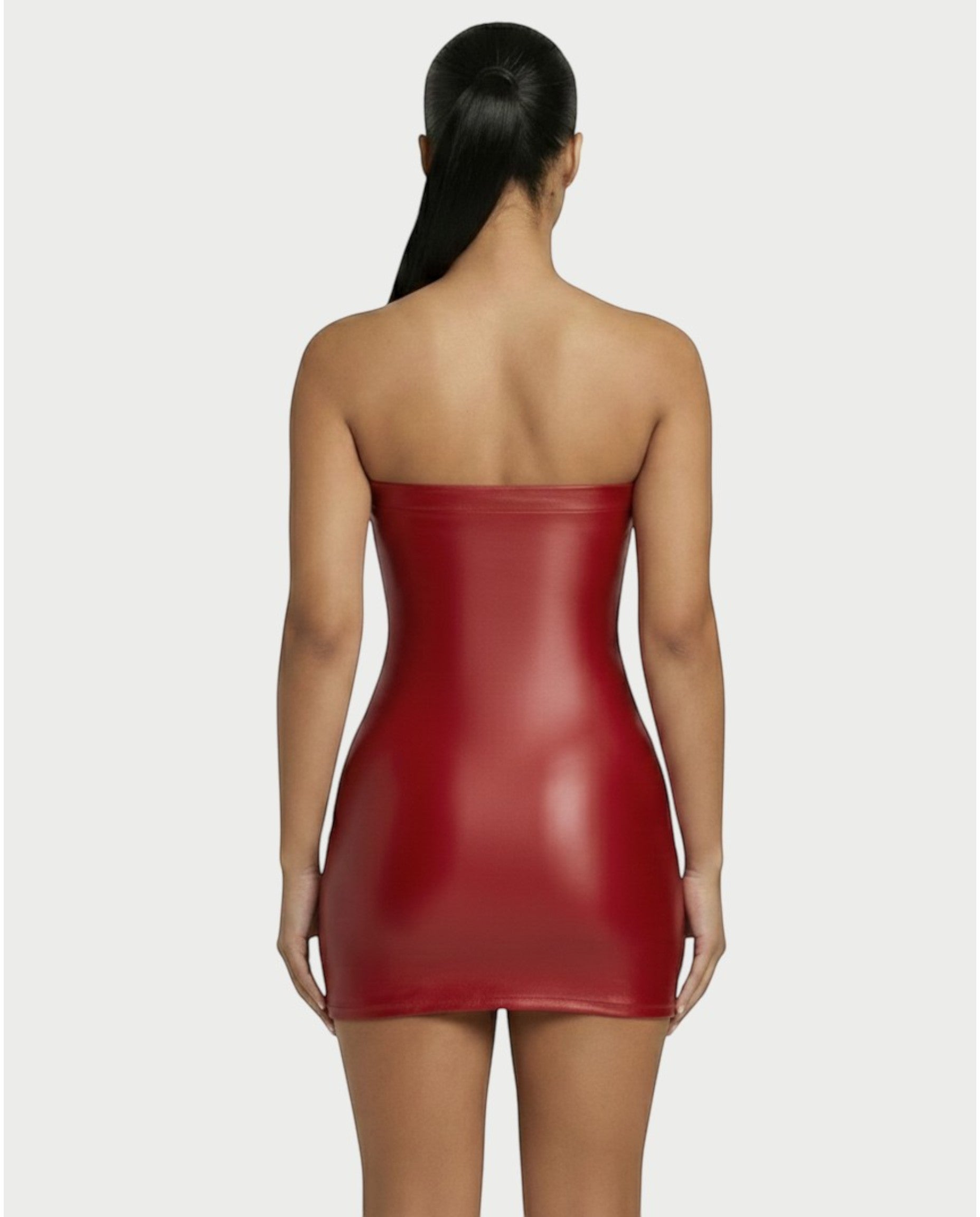 EVELORE Satin Tube Bodycon Mini Dress