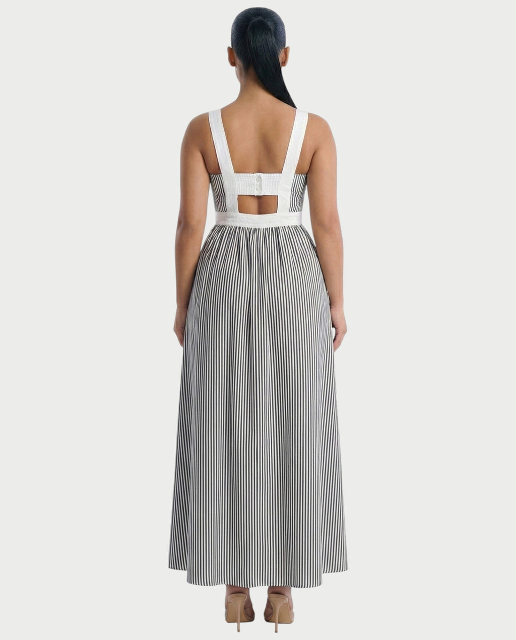 TALYA Striped deep V-neck Maxi Dress
