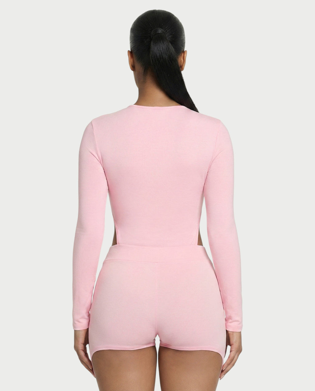 CELLA Cutout Long Sleeve Bodysuit & Shorts Set