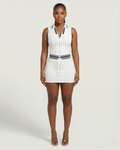 DRAYA Sporty Zip-Front Collared Top & Mini Skirt Set