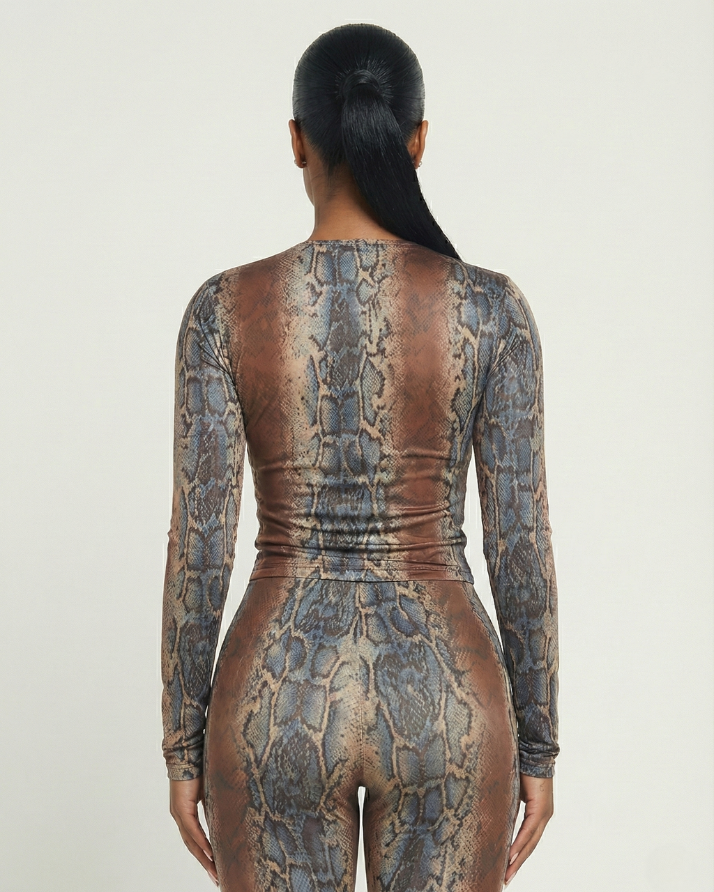MONET Snake Print Top & Flare Pants Set