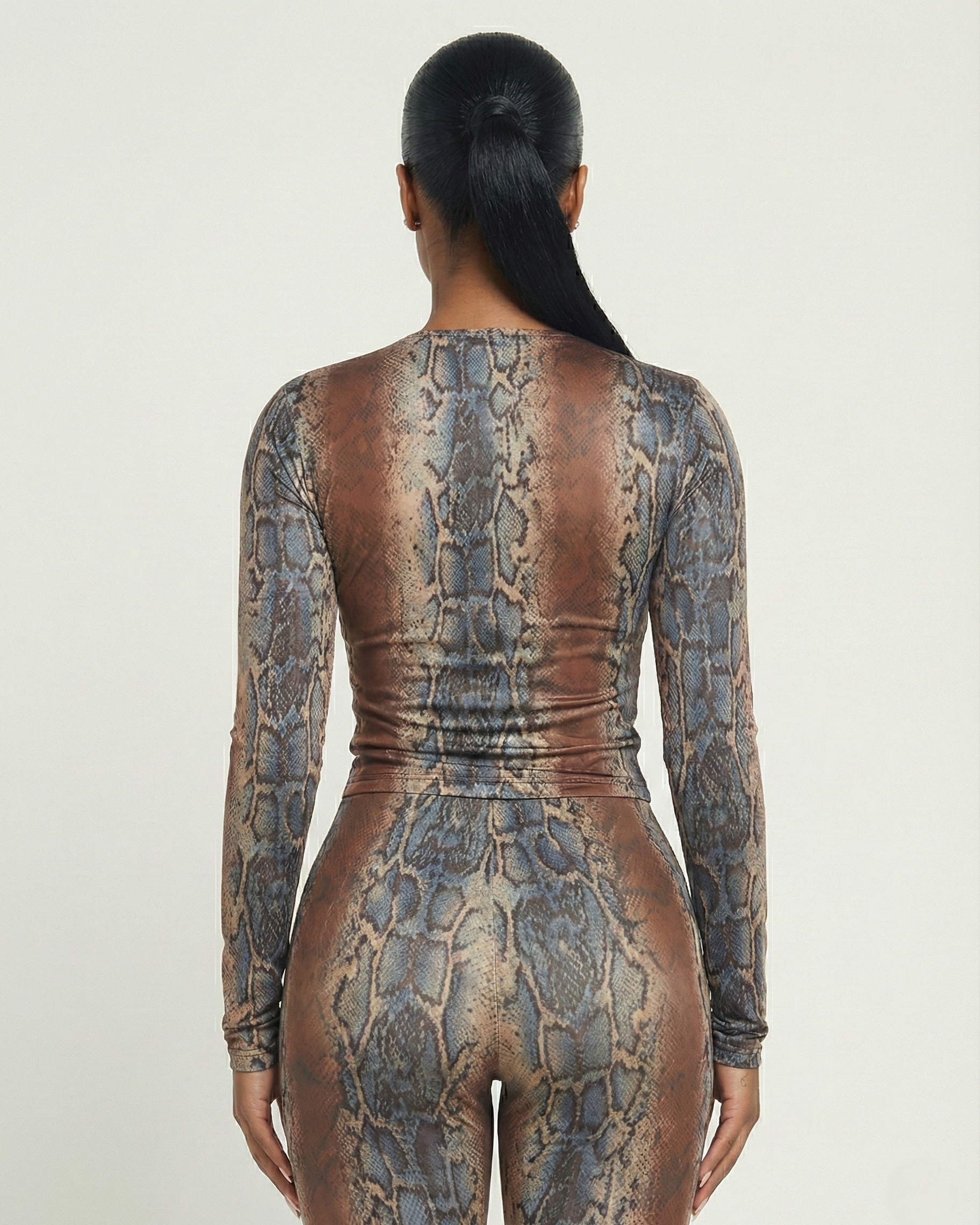 MONET Snake Print Top & Flare Pants Set