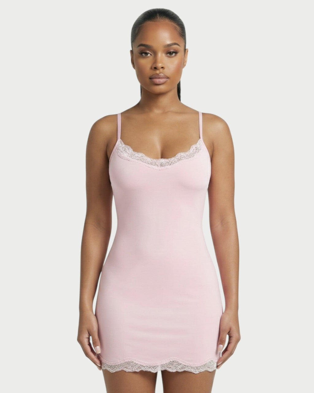 MEVAYA Lace-Trim Cami Bodycon Mini Dress