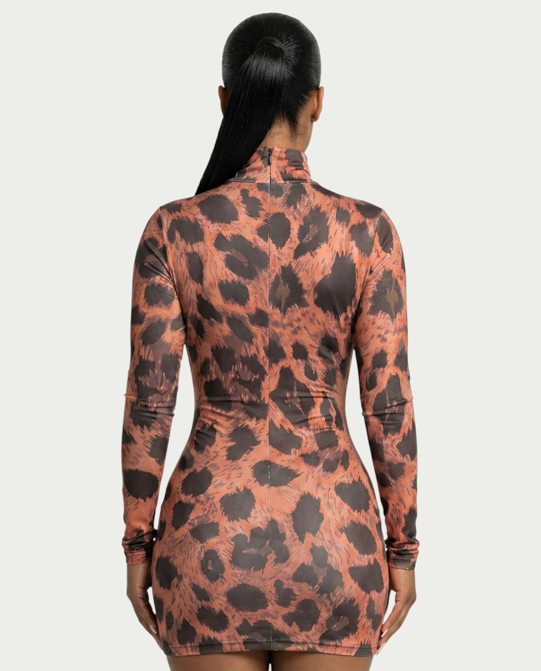 JAMILA Leopard Print Mini Bodycon Dress