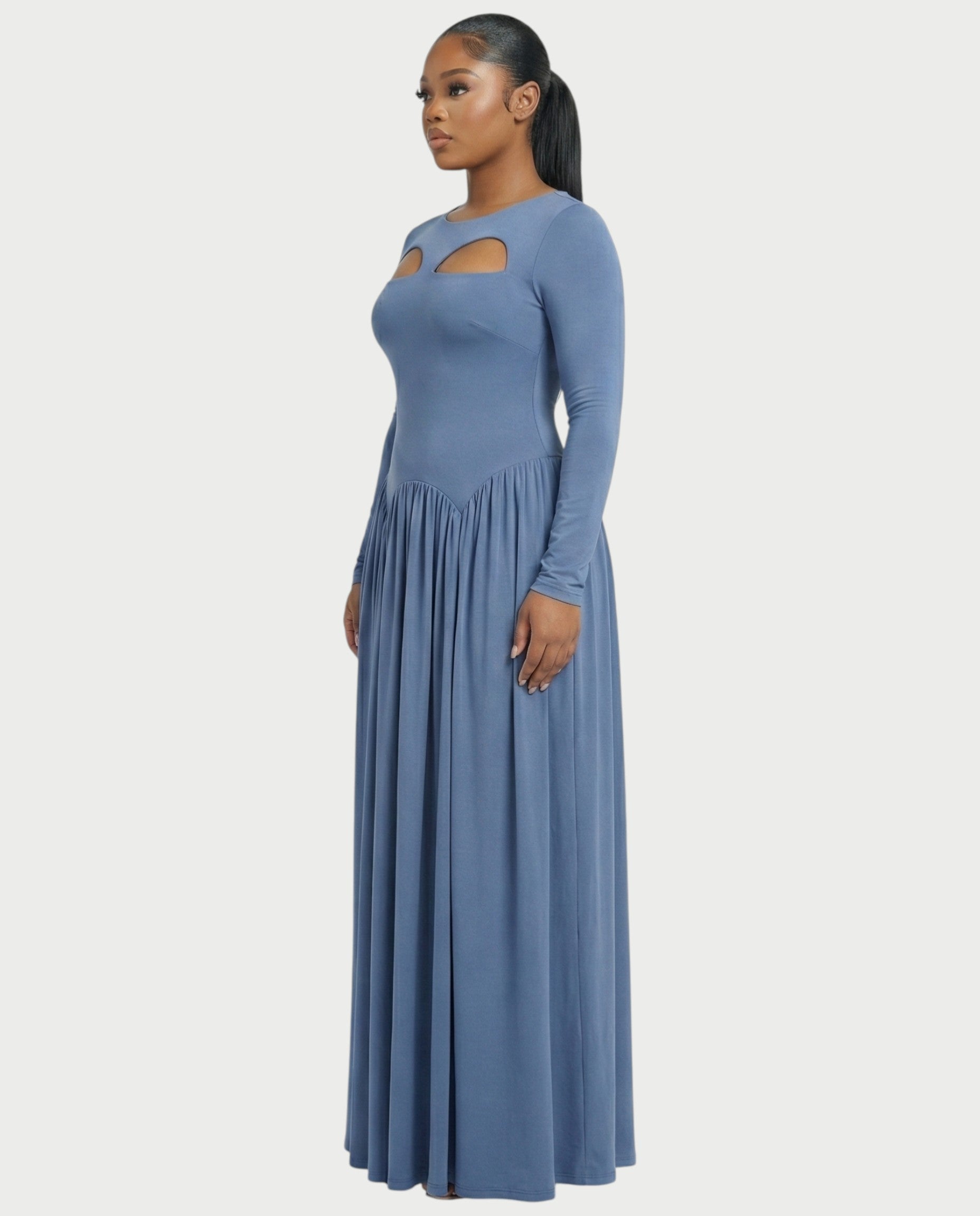 VIRELYA Cut-out Flowy Maxi Dress