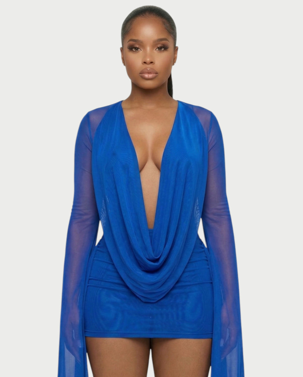 CAROL Cowl Neck Draped Mini Dress