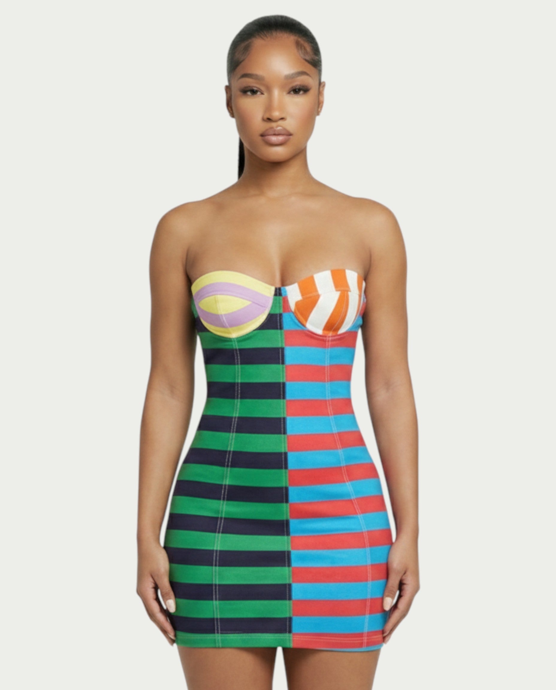 VIENNA Stripes Print Mini Dress