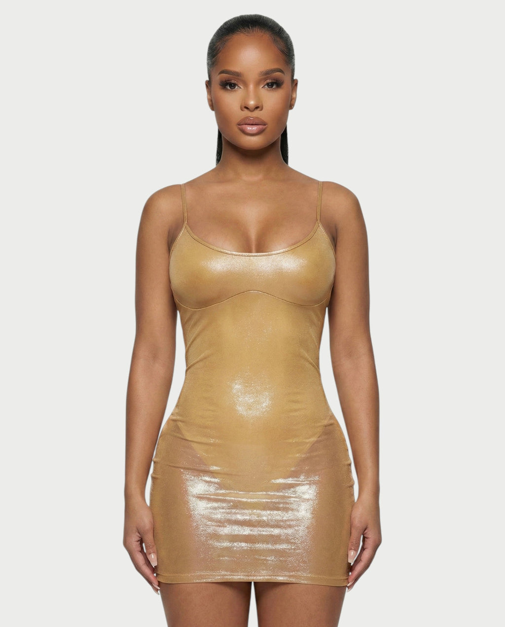 ZARI Shimmer Bodysuit Mini Dress