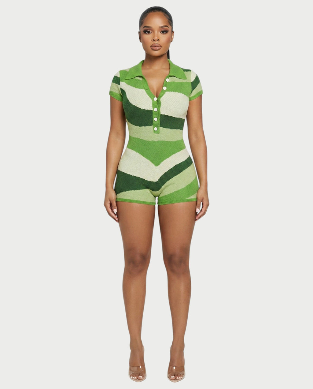 ELLAY Knit Abstract Print Romper