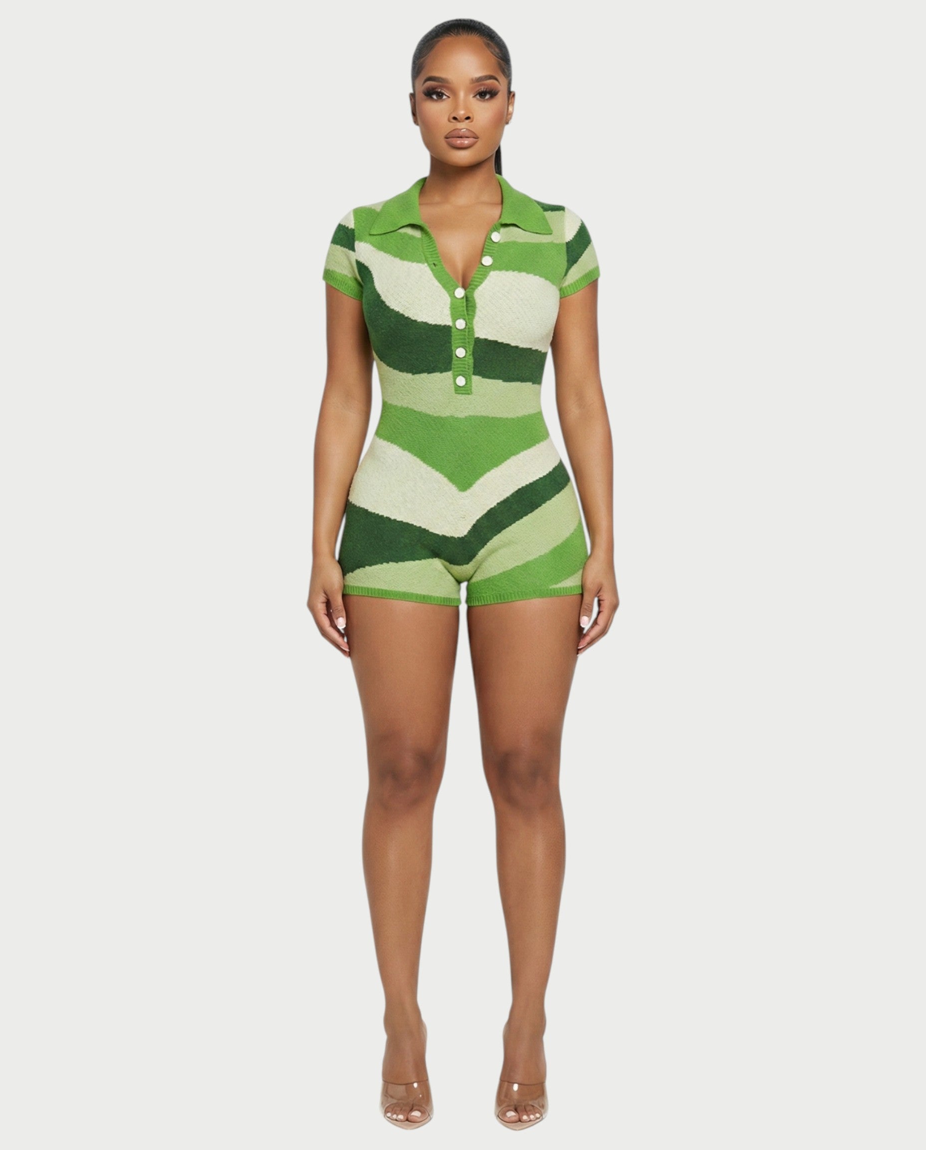 ELLAY Knit Abstract Print Romper