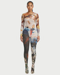 SHELBY Abstract Print Mesh Top & Tights Set