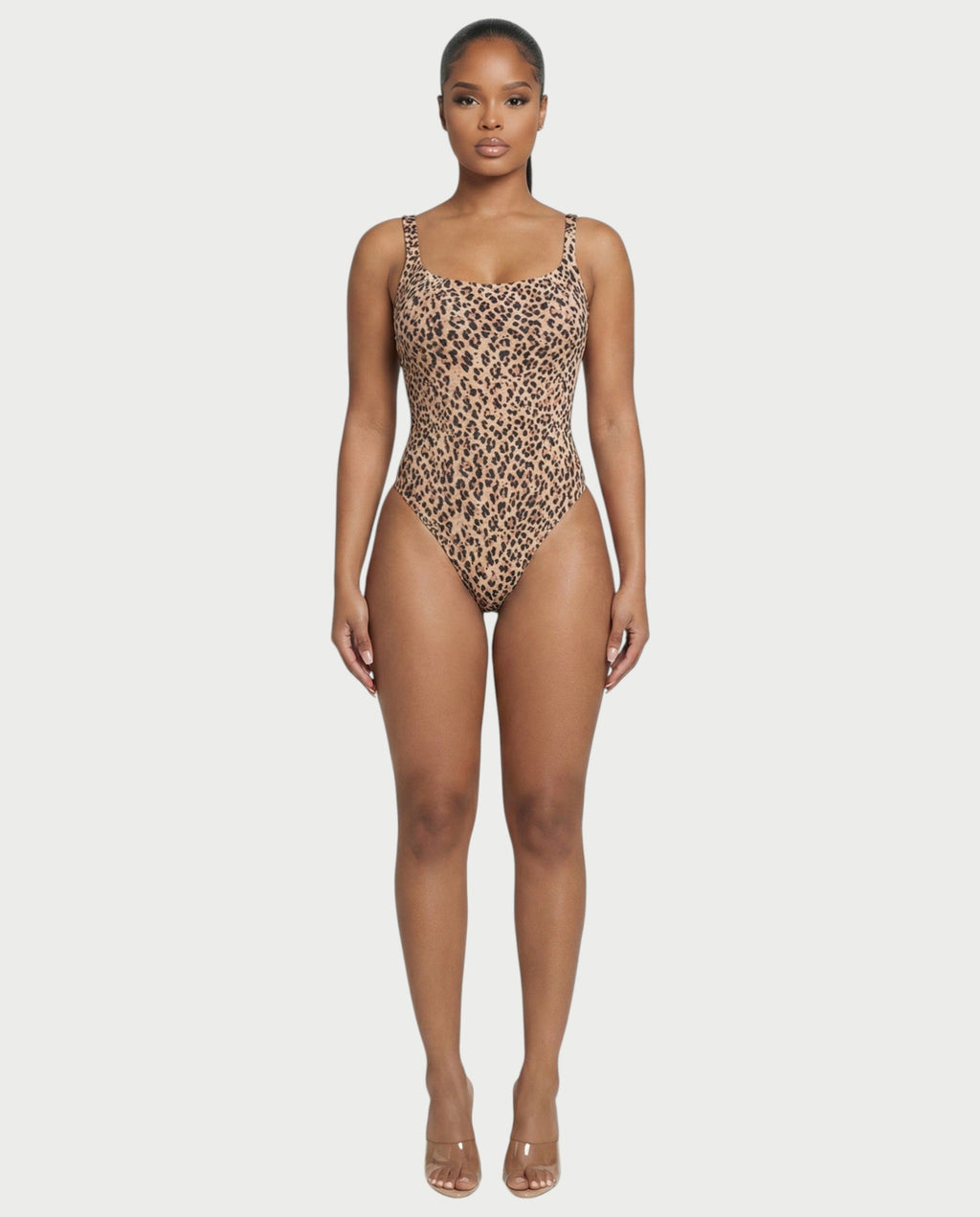 Patterned Scoop Neck Bodysuit