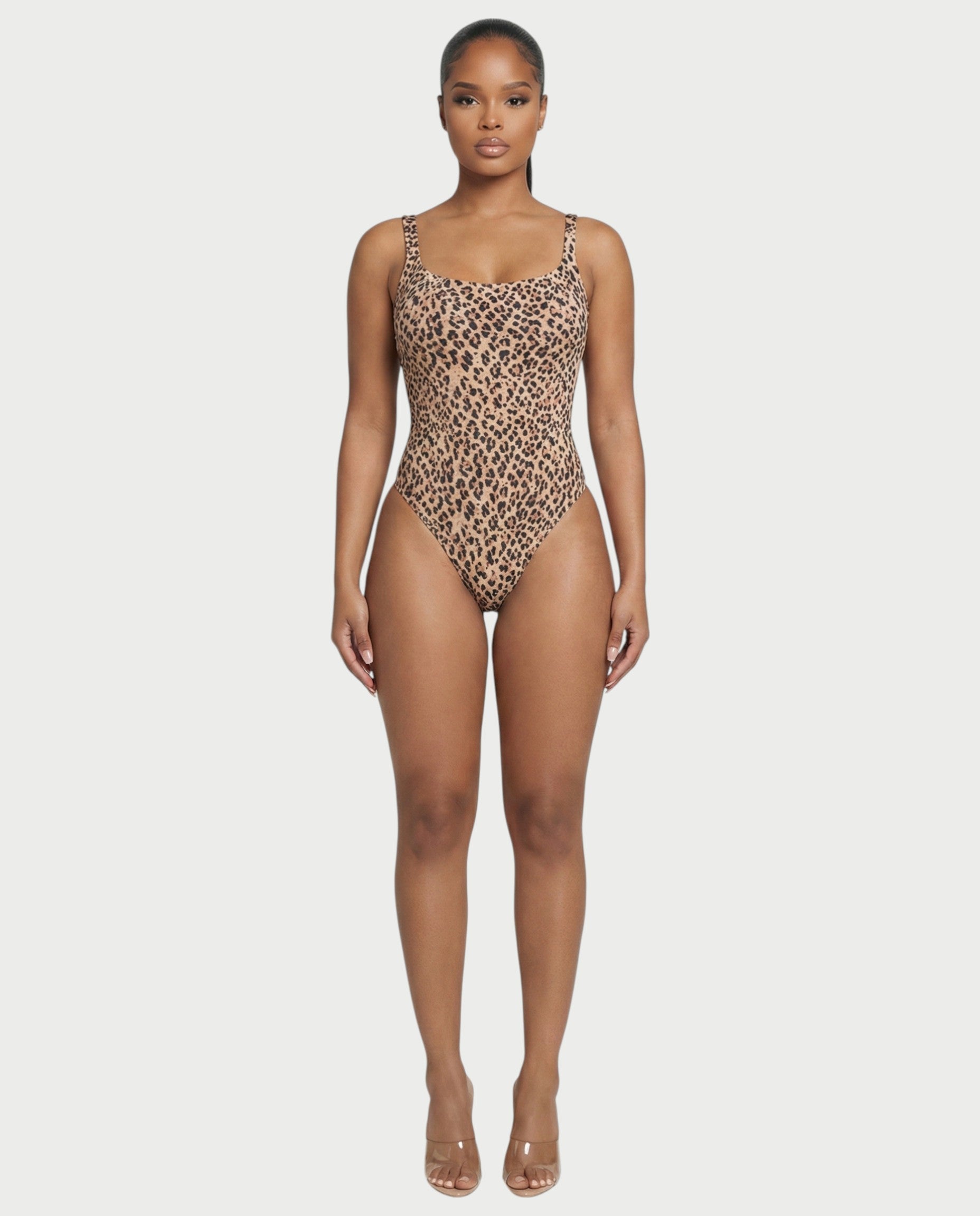 Patterned Scoop Neck Bodysuit