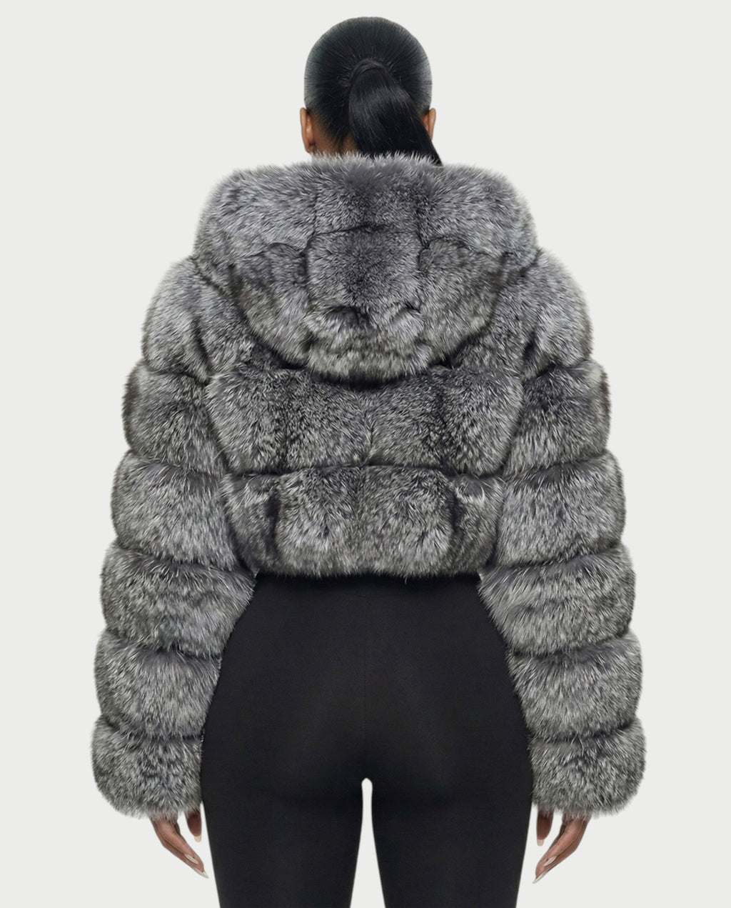 LIOREN Cropped Hooded Faux-Fur Puffer Jacket