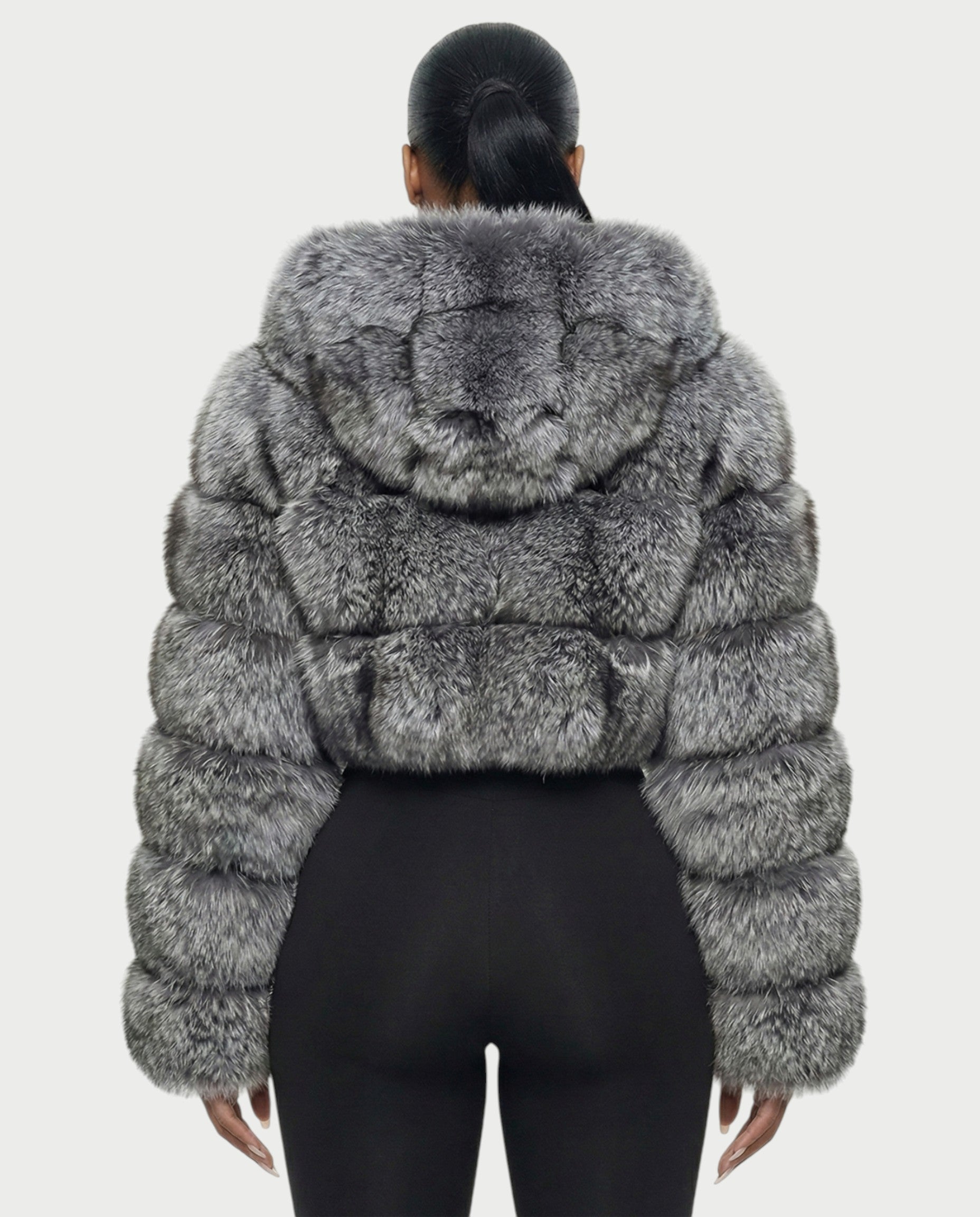 LIOREN Cropped Hooded Faux-Fur Puffer Jacket