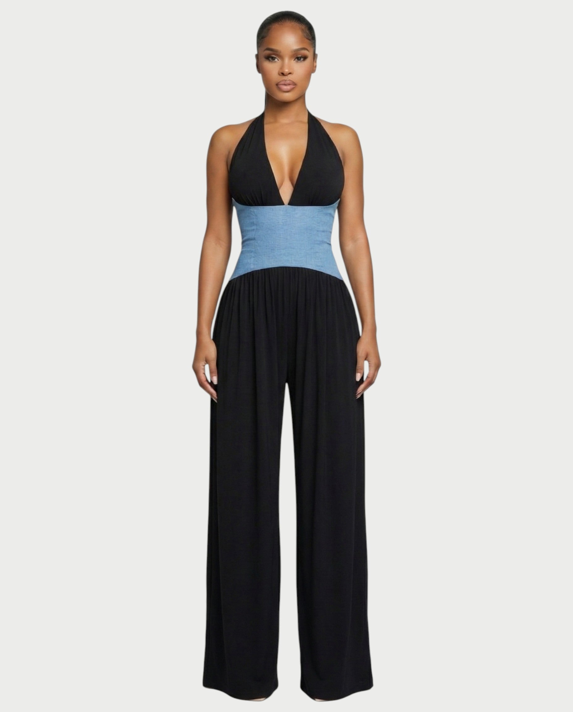 AMARIS Halter Neck Backless Wide Leg Jumpsuit