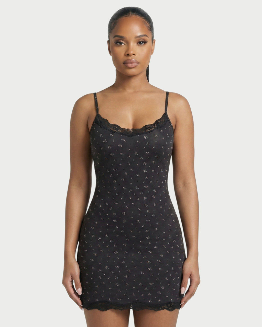 MEVAYA Lace-Trim Cami Bodycon Mini Dress