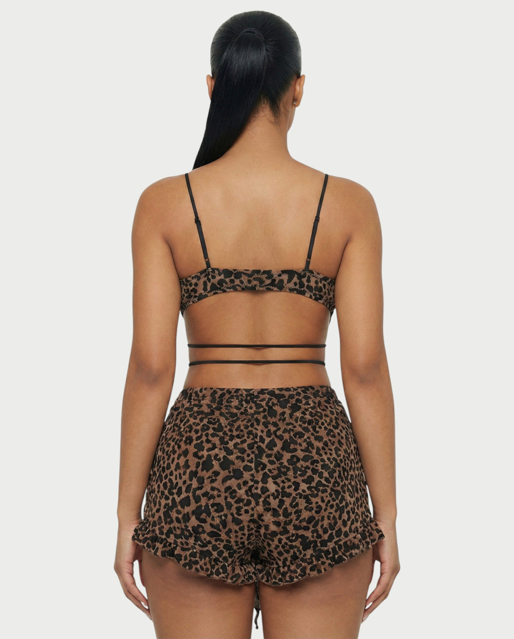 NYLA Leopard Velvet Ruffle Romper
